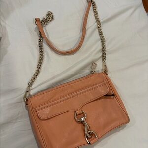 Rebecca Minkoff Peach Leather Crossbody Bag with Chain Strap